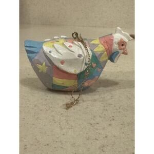 Pastel quilted rooster ornament